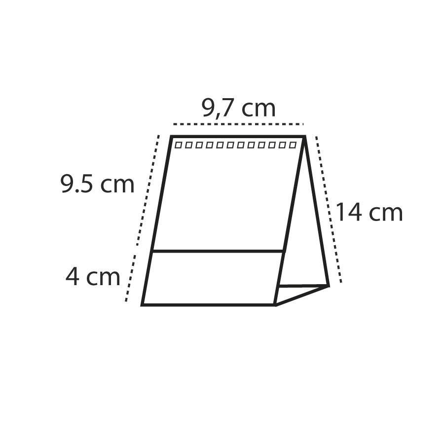 Sobremesa 9,7 cm., personalizado y publicidad en soporte.