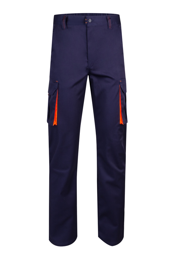 [103008S_34_01/19] 103008S Pantalón Stretch Bicolor (_34, 01/19-AZUL MARINO/NARANJA FLÚOR)