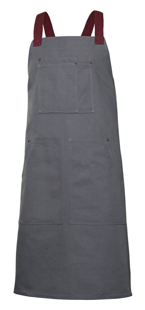 [404211B_U_08/18] 404211B Delantal Canvas Peto (08/18-GRIS/GRANATE)