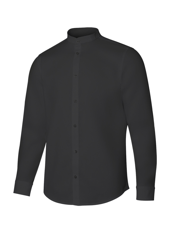 [405013S_S_00] 405013S Camisa Stretch Ml Hombre Cuello tirilla (_S, 00-NEGRO)