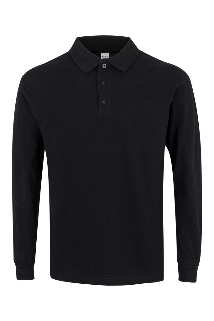 [PL200UC_S_200] PL200UC Polo Unisex Manga Larga (_S, 200-BLACK)