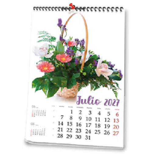[P-8130A-W01] Calendario pared personalizado. (multihoja) (23,5 cm, 7 hojas, 2 caras. Estucado 150 grs., Wire-o con colgador, Blanco)
