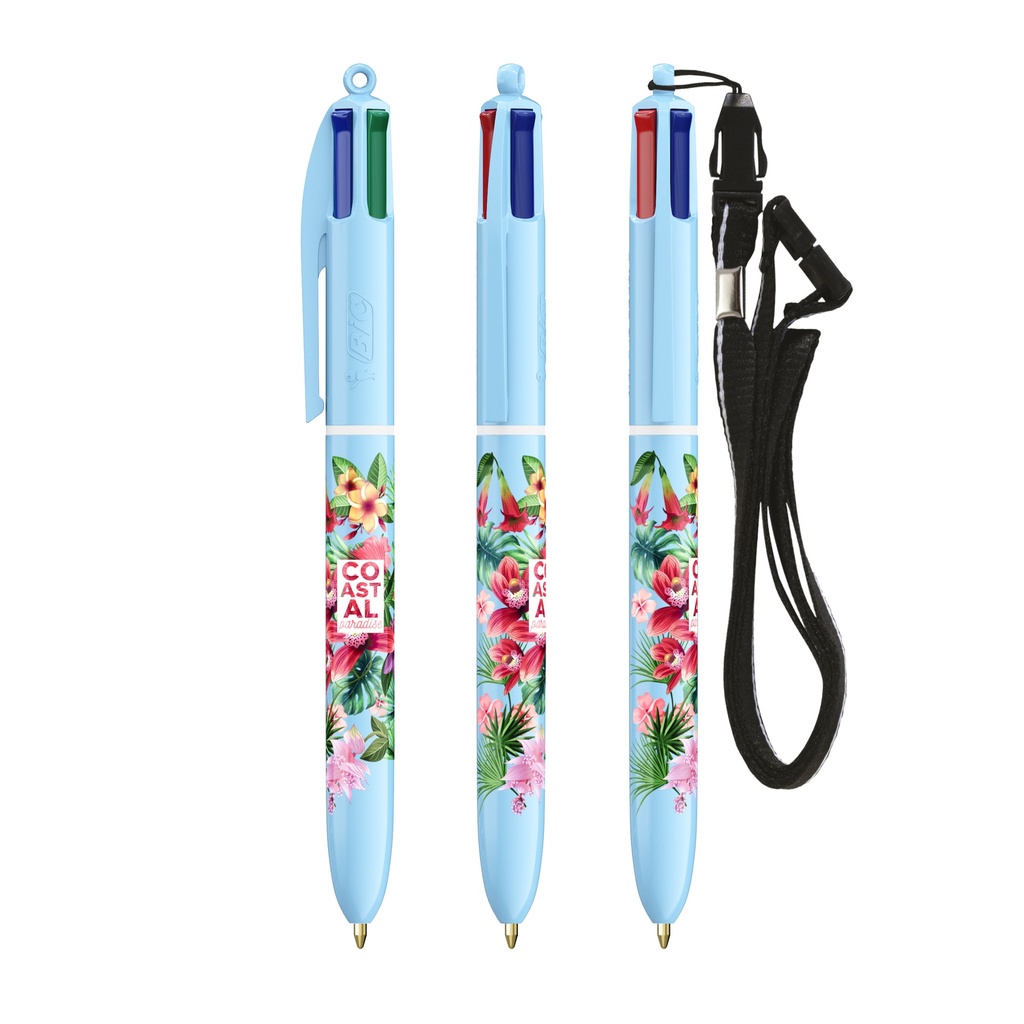 [3460001072] Bolígrafo BIC® 4 Colours® Pastel + lanyard