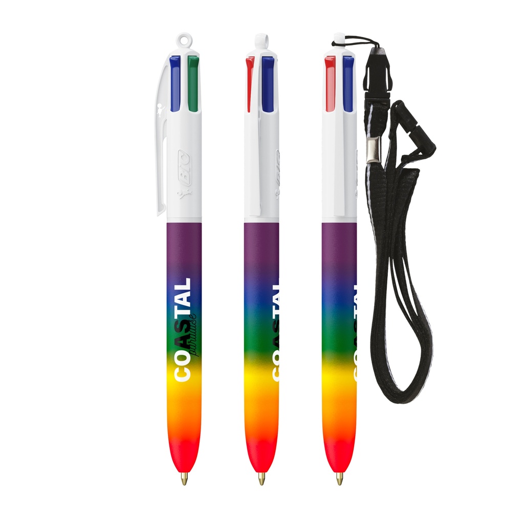 Bolígrafo BIC® 4 Colours® Rainbow Decor + lanyard
