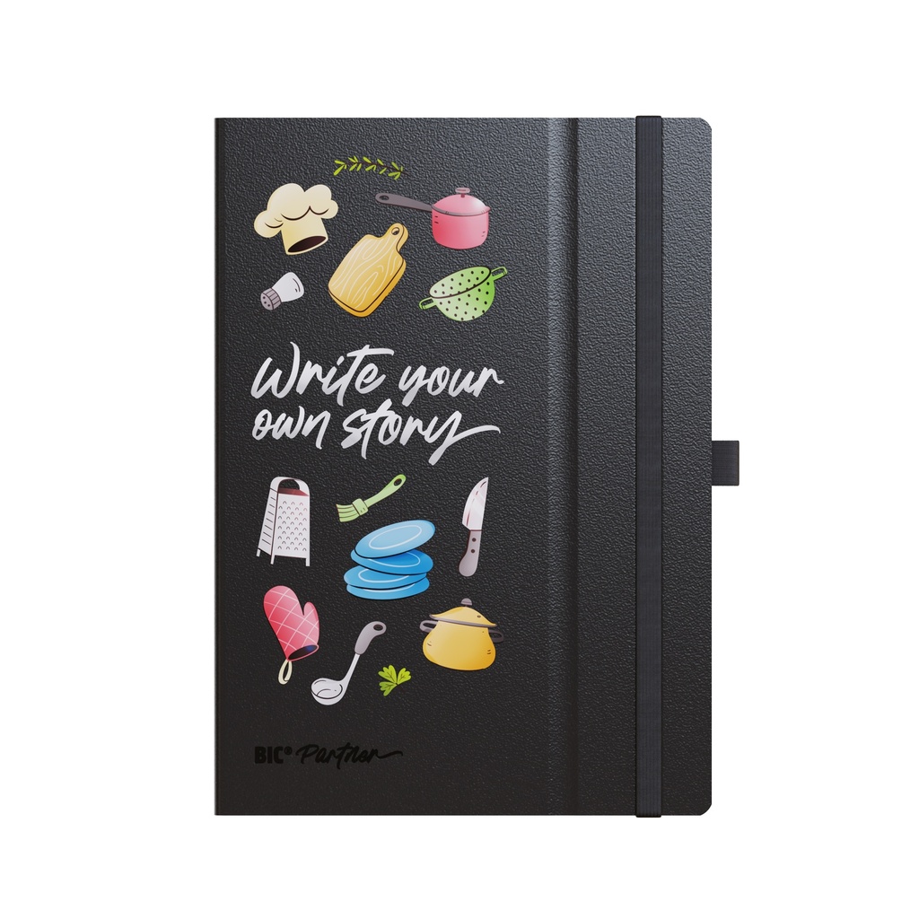 BIC® Partner A5 Hard Cover (Color-Papel Rayado Negro-02L-Opaco)