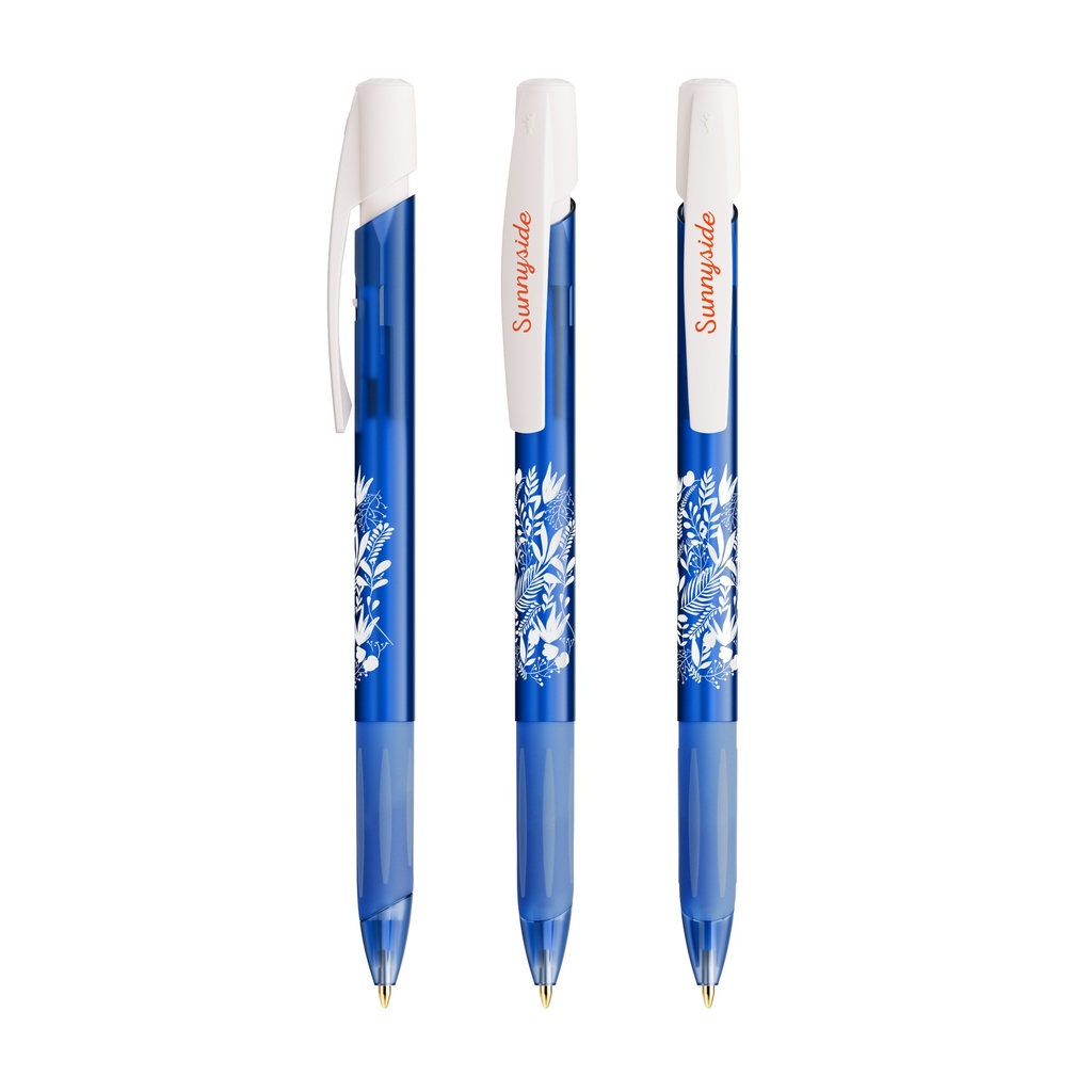 Bolígrafo BIC® Media Clic Grip (Clip-Blanco-01-Opaco, Botón-Azul Marino-07-Opaco, Cuerpo-Blanco/Blanco Translúcido-01/69-Opaco)