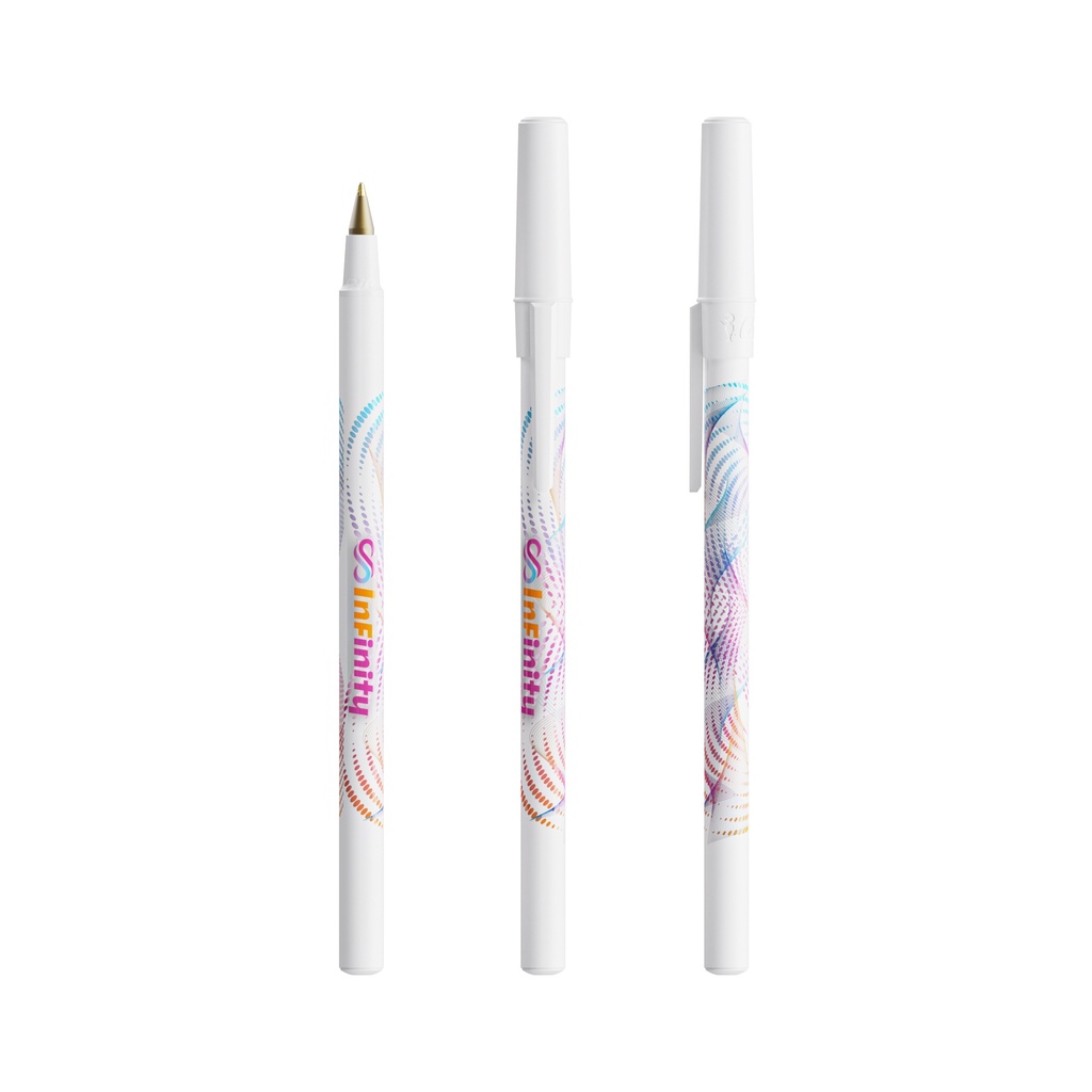 Bolígrafo BIC® Round Stic (Botón-Azul Marino-07-Opaco, Sección-Azul Oscuro Translúcido-40-Frosted, Capuchón-Blanco-01-Opaco, Cuerpo-Azul Oscuro Translúcido-40-Frosted)