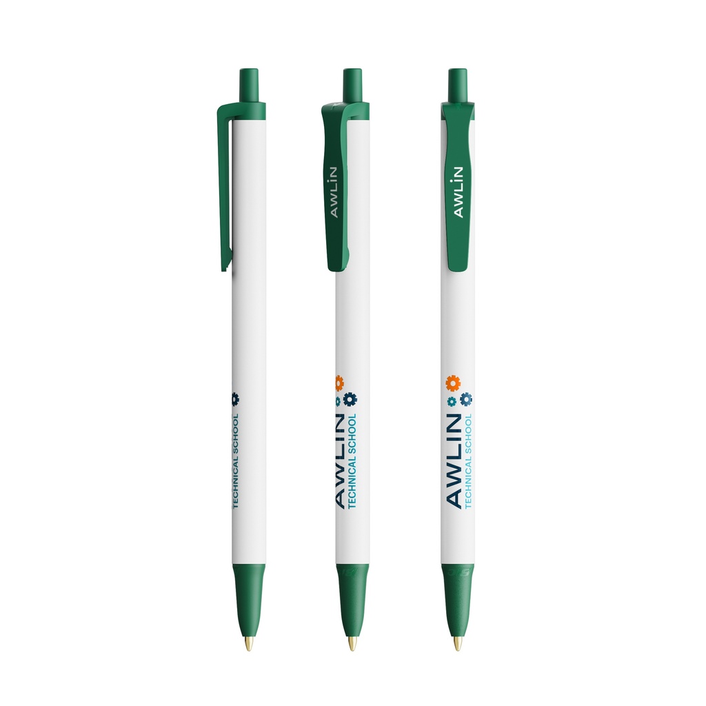 Bolígrafo BIC® Clic Stic Ecolutions (Clip-Azul Marino Reciclado-10E-Opaco, Sección-Verde Oscuro Reciclado-7E-Opaco, Cubierta-Azul Marino Reciclado-10E-Opaco, Cuerpo-Blanco Reciclado-1E-Opaco, Tinta Azul-R1-Color de tinta)