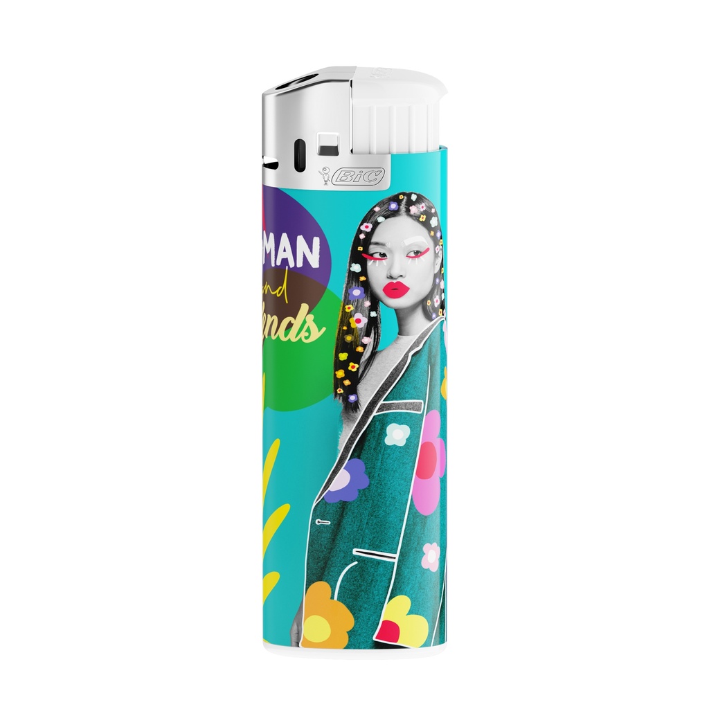Encendedor de capucha cromado BIC® J38 (Encendedor-Cuerpo blanco opaco | base blanca | op. Tenedor blanco | campana cromada-57/01/57/35-Opaco)