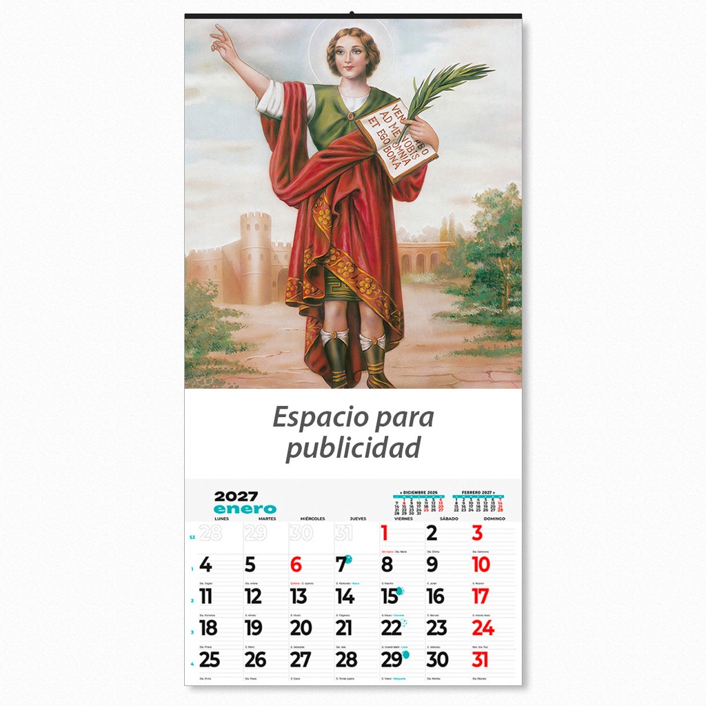 [CP235LEA1001-49N] Calendario pared 23,5 cm. de edición (001- San Pancracio, Ref. 49N Faldilla 23,5 cm  Mensual notas)