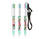 Bolígrafo BIC® Fashion de 4 colores con cordón de seguridad